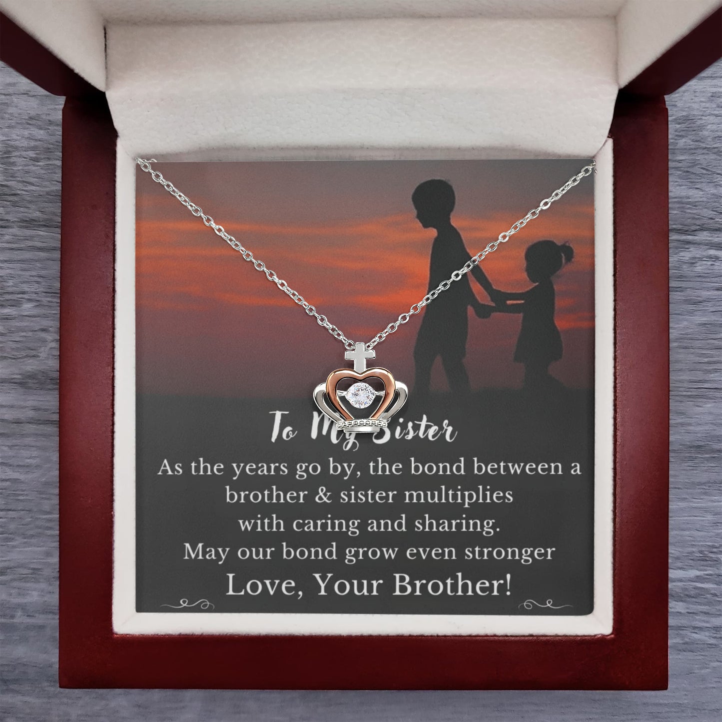 Best Gift For Sister . Crown Pendant Necklace