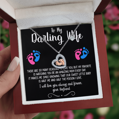 Best Gift For Wife. Baby Feet Heart Necklace