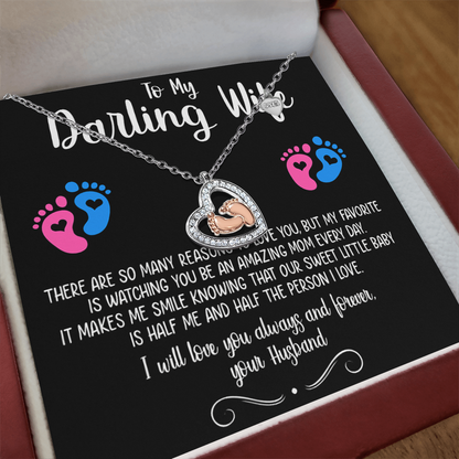 Best Gift For Wife. Baby Feet Heart Necklace