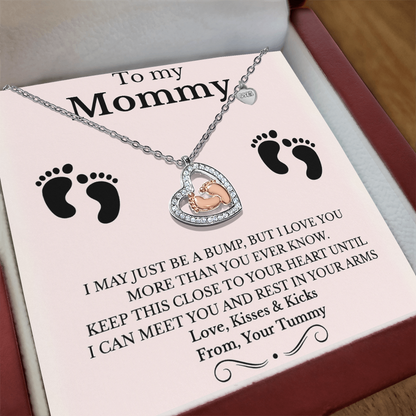 Best Gift For Mom. Baby Feet Heart Necklace