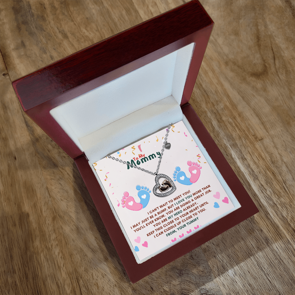 Best Gift For Mom. Baby Feet Heart Necklace