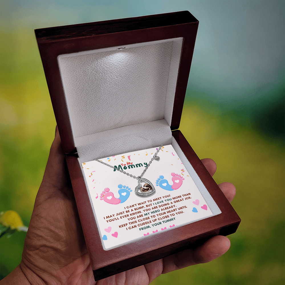 Best Gift For Mom. Baby Feet Heart Necklace