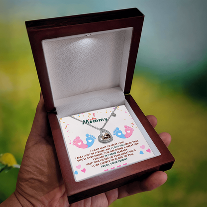 Best Gift For Mom. Baby Feet Heart Necklace