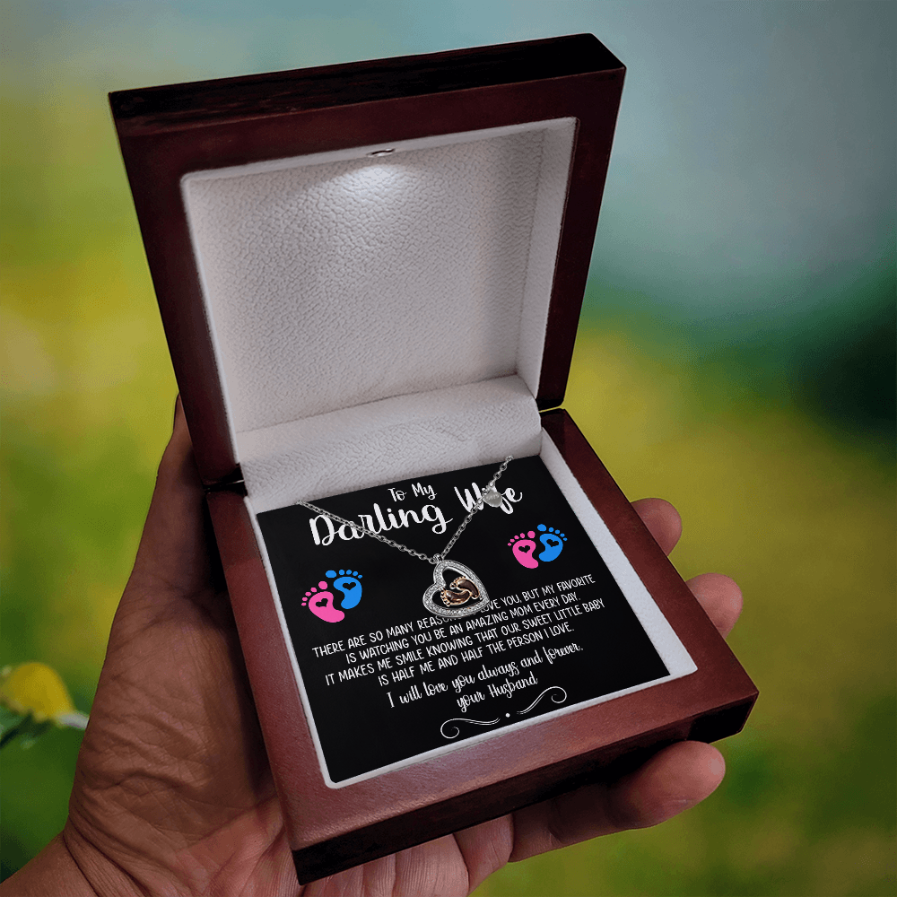 Best Gift For Wife. Baby Feet Heart Necklace