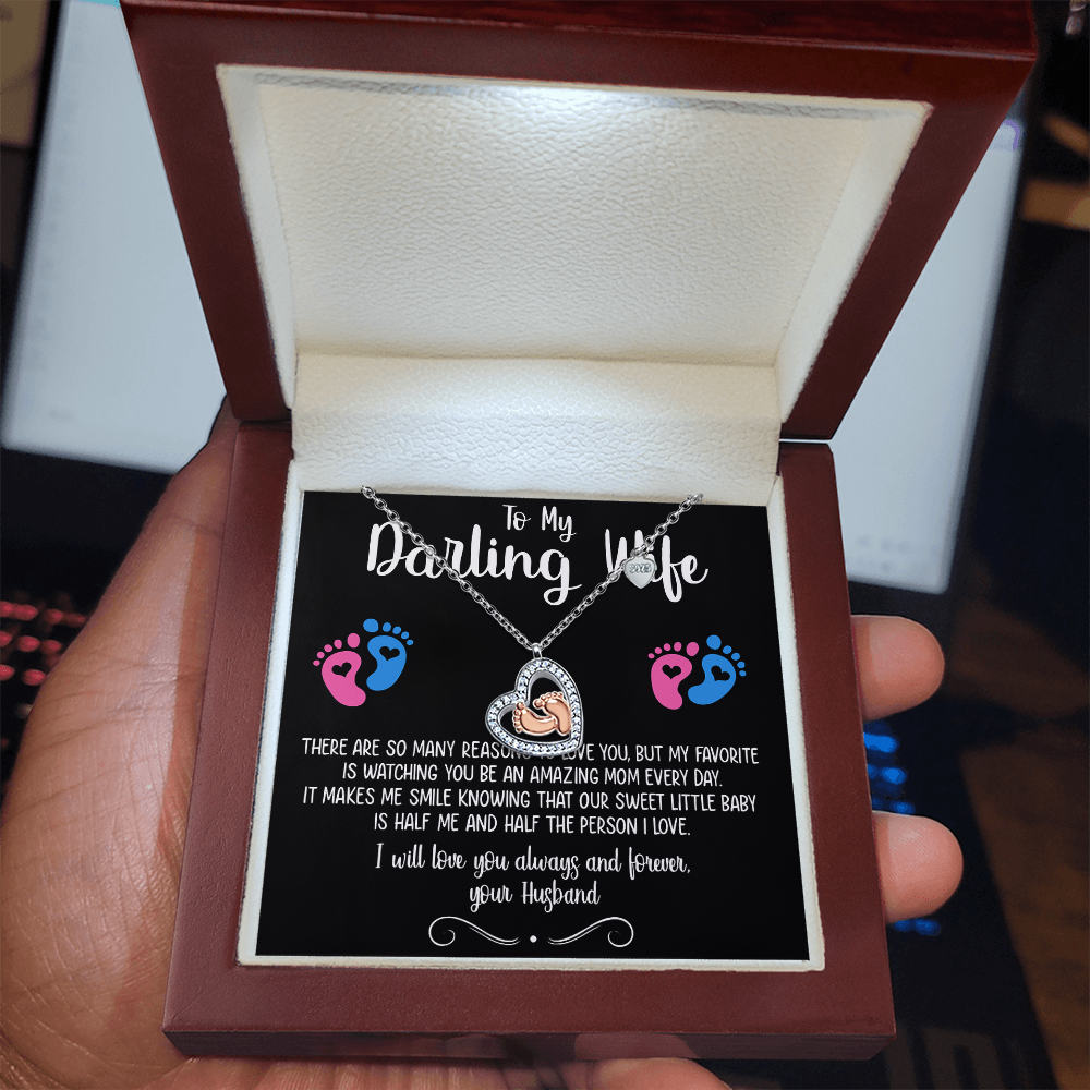 Best Gift For Wife. Baby Feet Heart Necklace