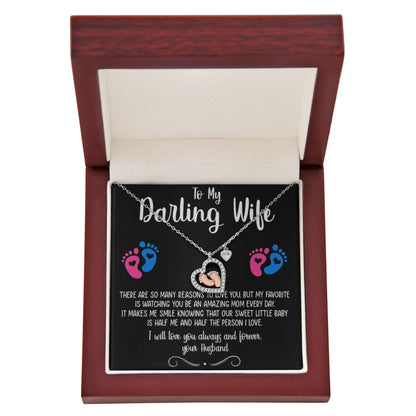 Best Gift For Wife. Baby Feet Heart Necklace