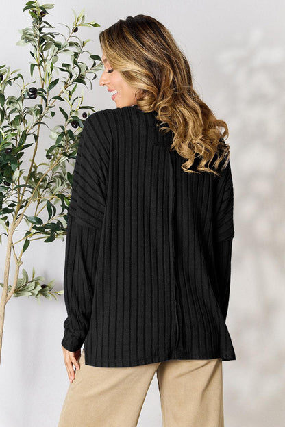 Cozy ribbed round neck knit top
