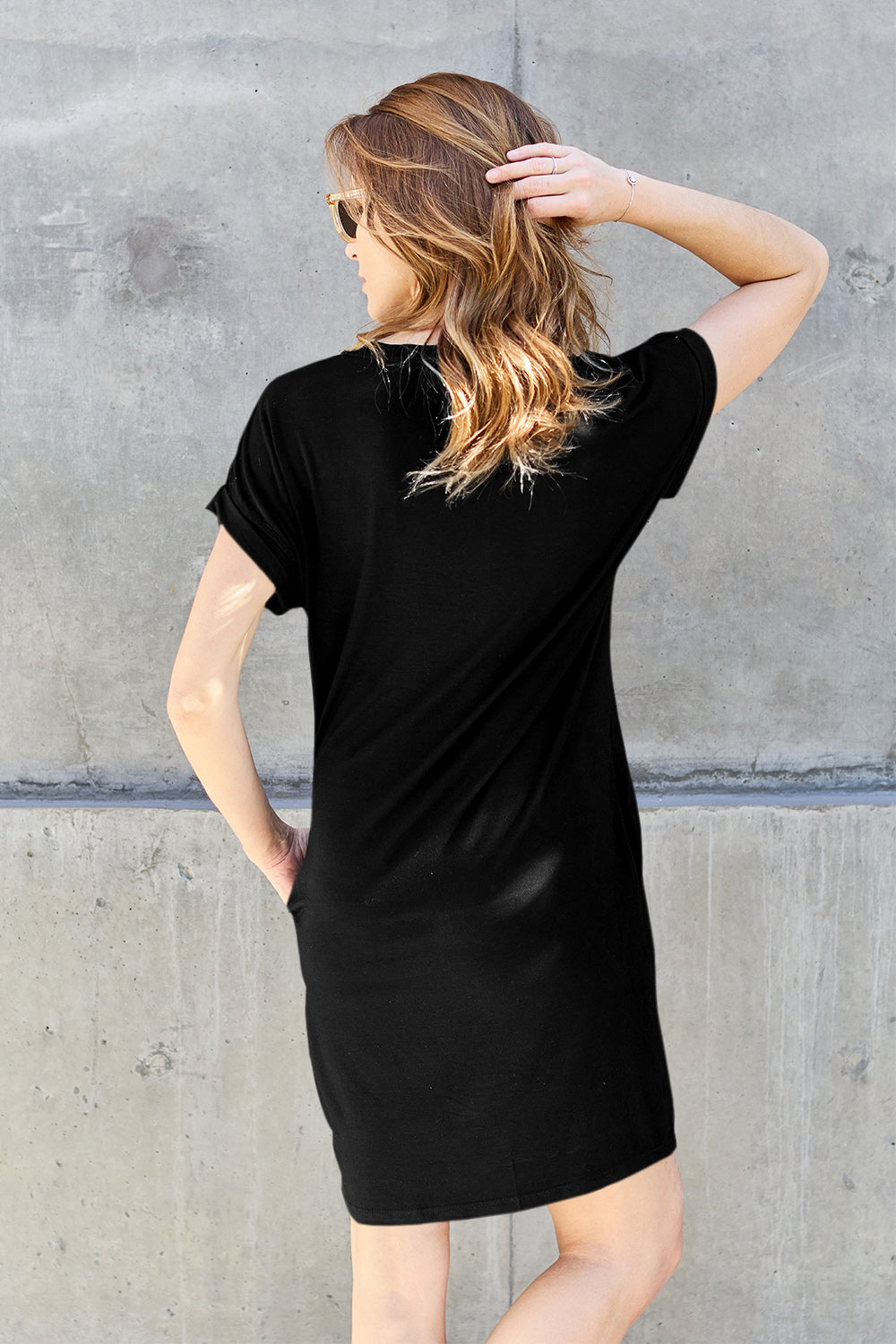 Short Bamboo T Shirt Dress  With Pockets