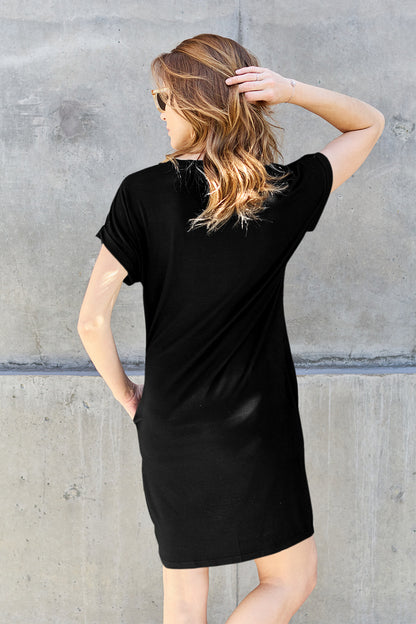 Short Bamboo T Shirt Dress  With Pockets