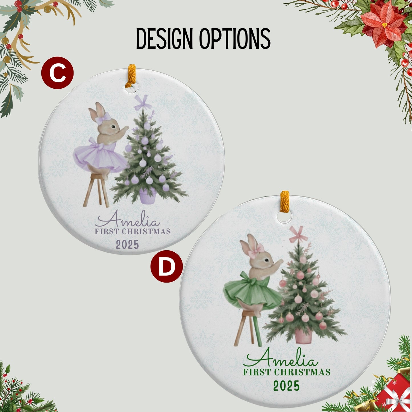 Baby Girl First Christmas Ornament, Personalized Baby Christmas Ornament, Baby's First Christmas, Christmas Keepsake, Custom Baby Ornament