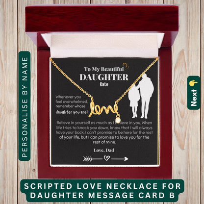 "To my Daughter,GrandDaughter,Daughter In Law" - You Are My Heart and My Happiness, Necklace With Personalized Message Cards.