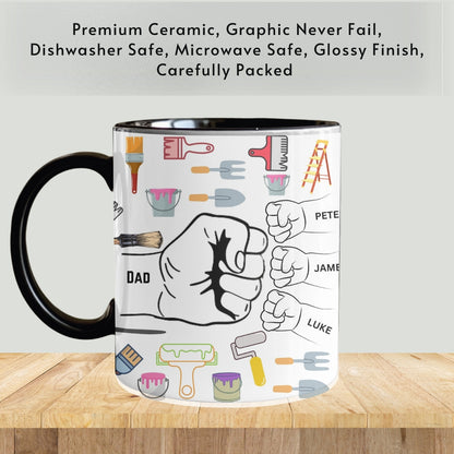 Personalized Dad Mug, Custom Dad Coffee Cup, Dad Gifts with Kids Names, Daddy Birthday Fathers Day Gifts for Dad Present from Children