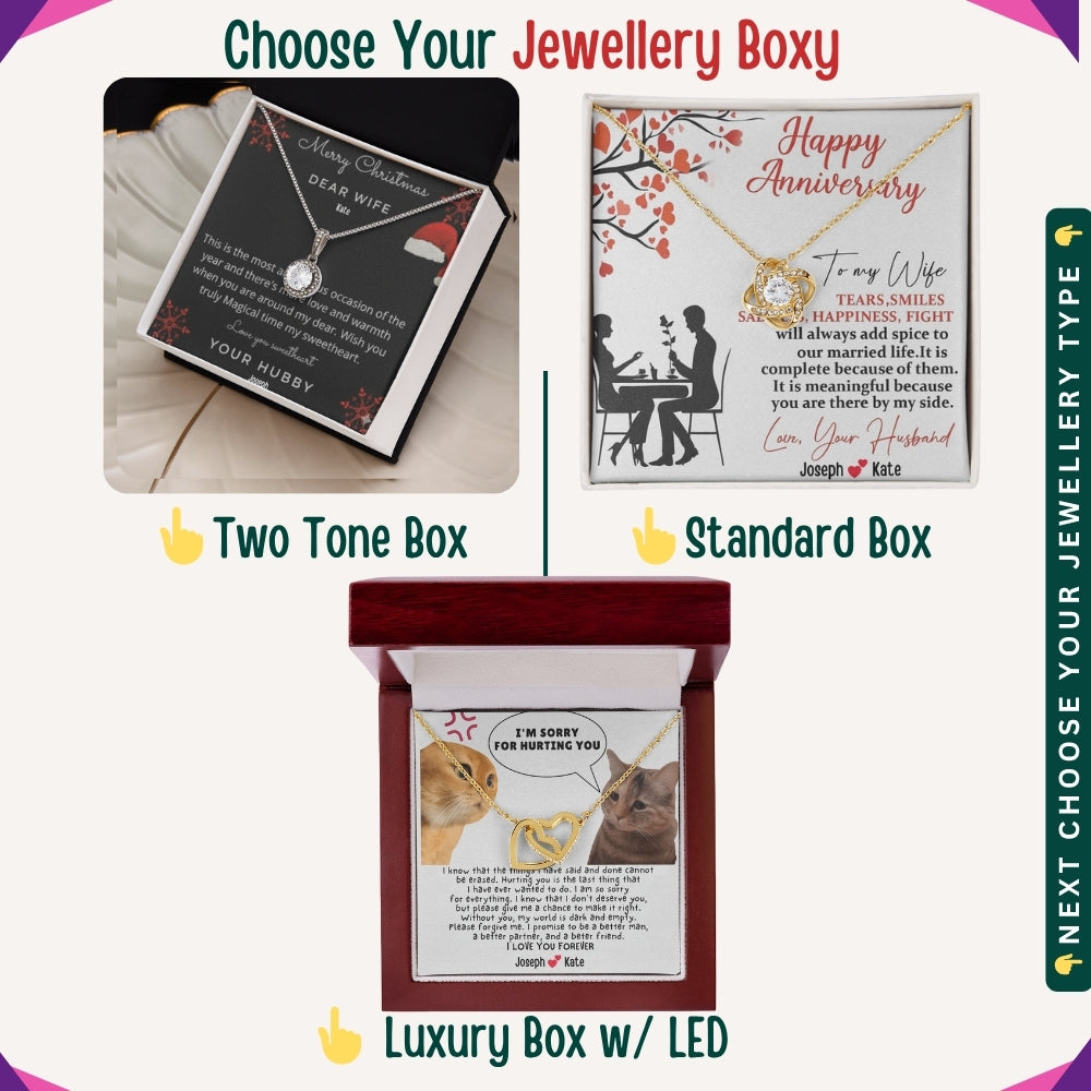 "To My Beloved Wife" – With Endless Love, Necklace With Personalized Message Card