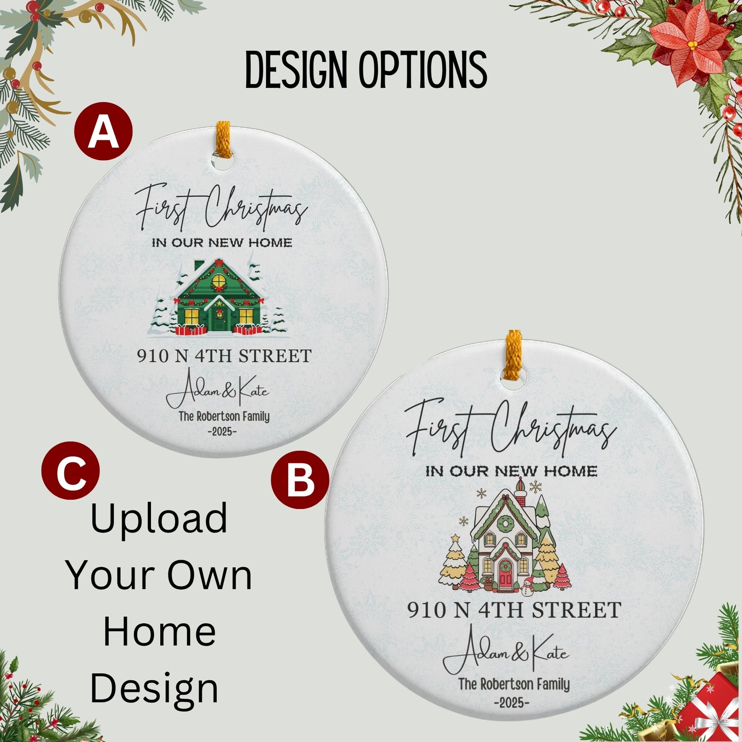 New Home Ornament, New Home Christmas Ornament 2025, Our First Christmas in Our New Home, Christmas Tree New Home Ornament, Address Ornament