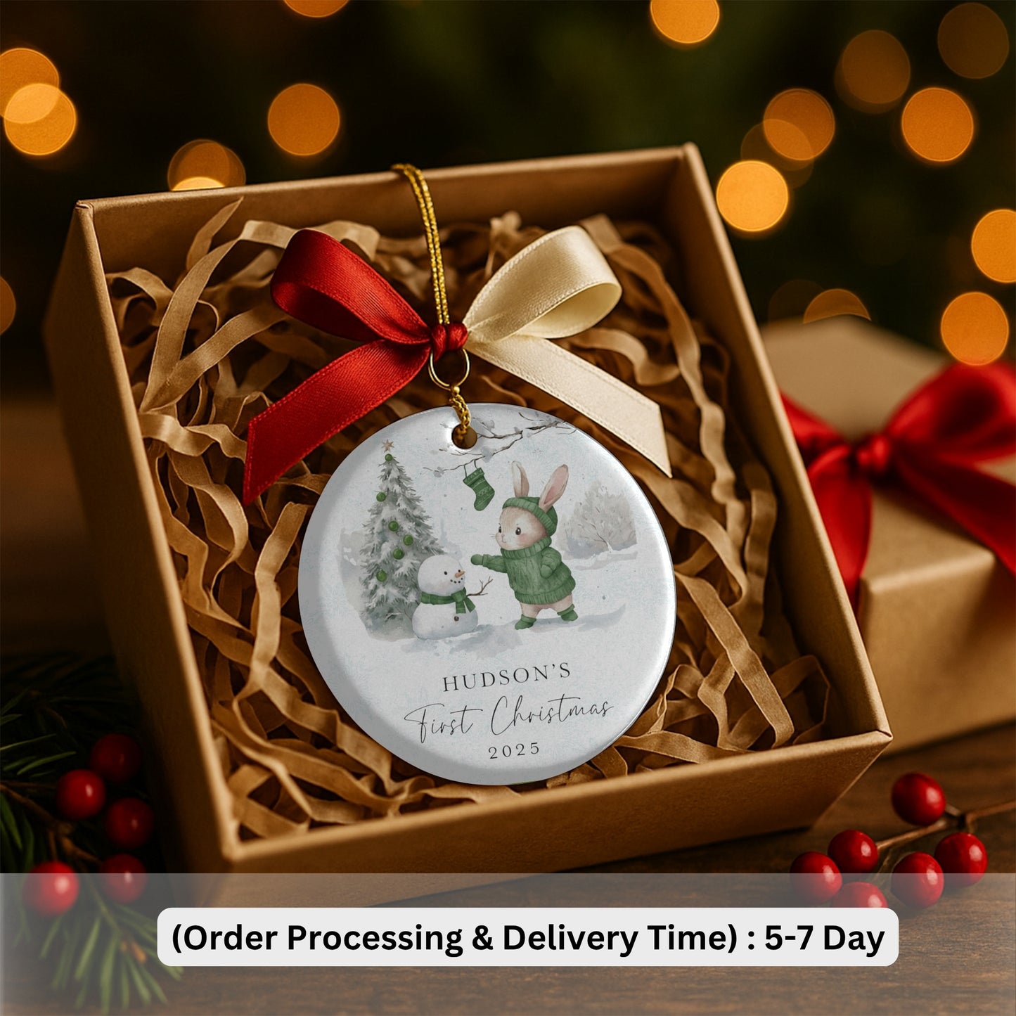 Personalized Baby’s First Christmas Ornament, Custom Newborn Keepsake Gift, Baby Girl or Boy Gift, Baby Girl Ornament