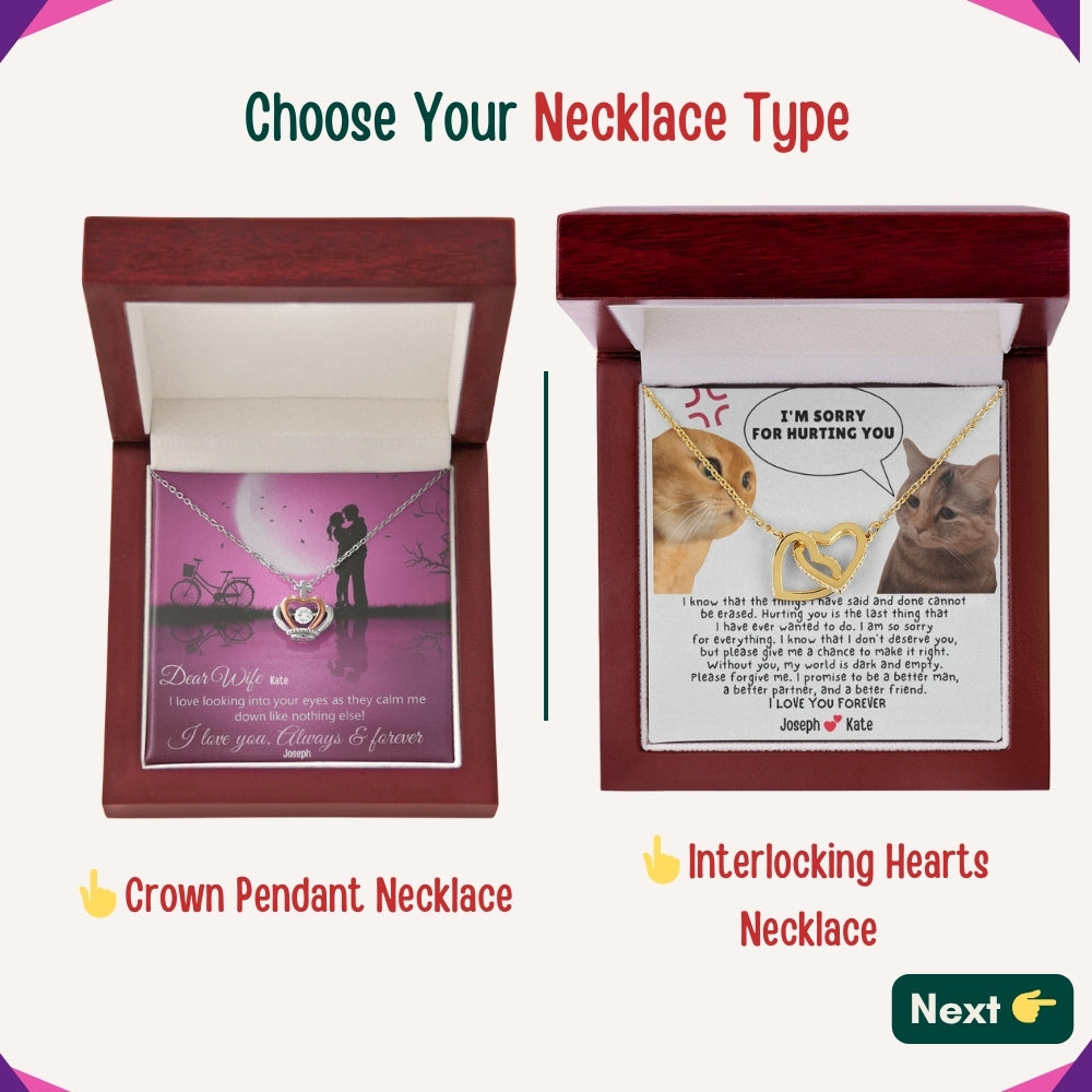 "To My Beloved Wife" – With Endless Love, Necklace With Personalized Message Card
