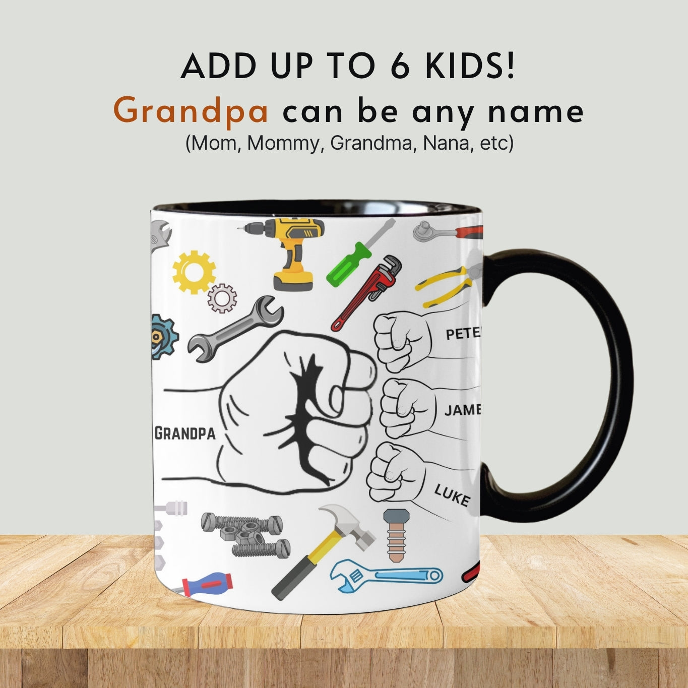 Grandpa Mug, Personalized Grandpa Cup, Custom Grandpa Gifts from Grandkids Names Grandchildren, Grandfather Birthday Fathers Day Gift
