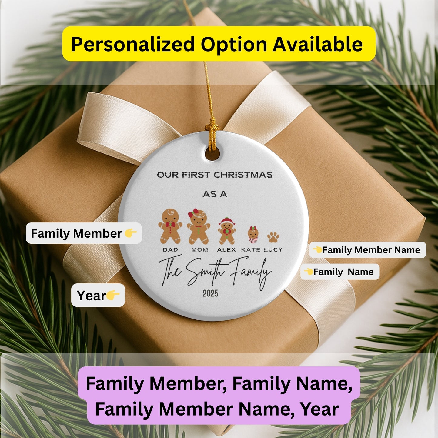 Personalized Family Ornament, Christmas Gift For Family, Family With Names, Christmas Ornament, Custom Family Keepsake, Family 2025