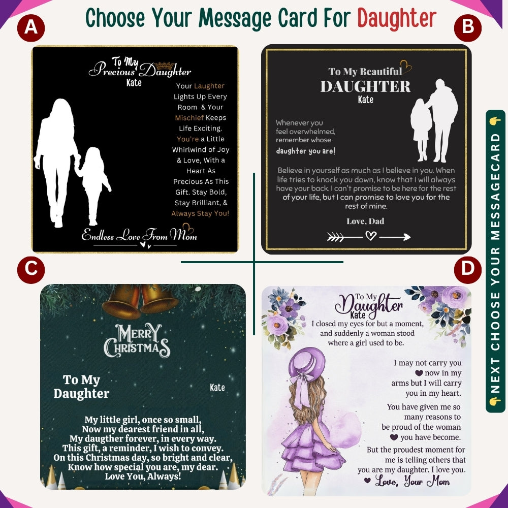 "To my Daughter,GrandDaughter,Daughter In Law" - You Are My Heart and My Happiness, Necklace With Personalized Message Cards.