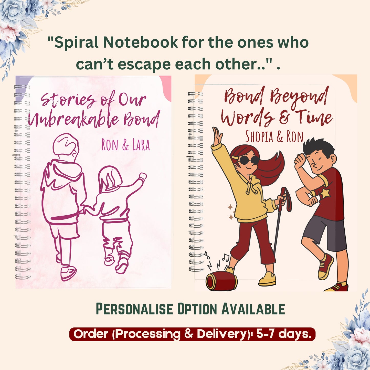Personalized Brother Spiral Notebook Journal with Pocket | Unique Brother Gift | Custom Family gift | Custom Boyfriend Gift gift