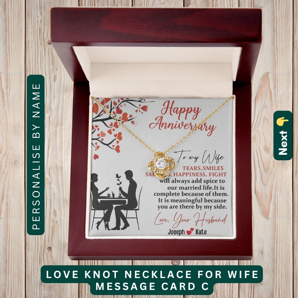 "To My Beloved Wife" – With Endless Love, Necklace With Personalized Message Card