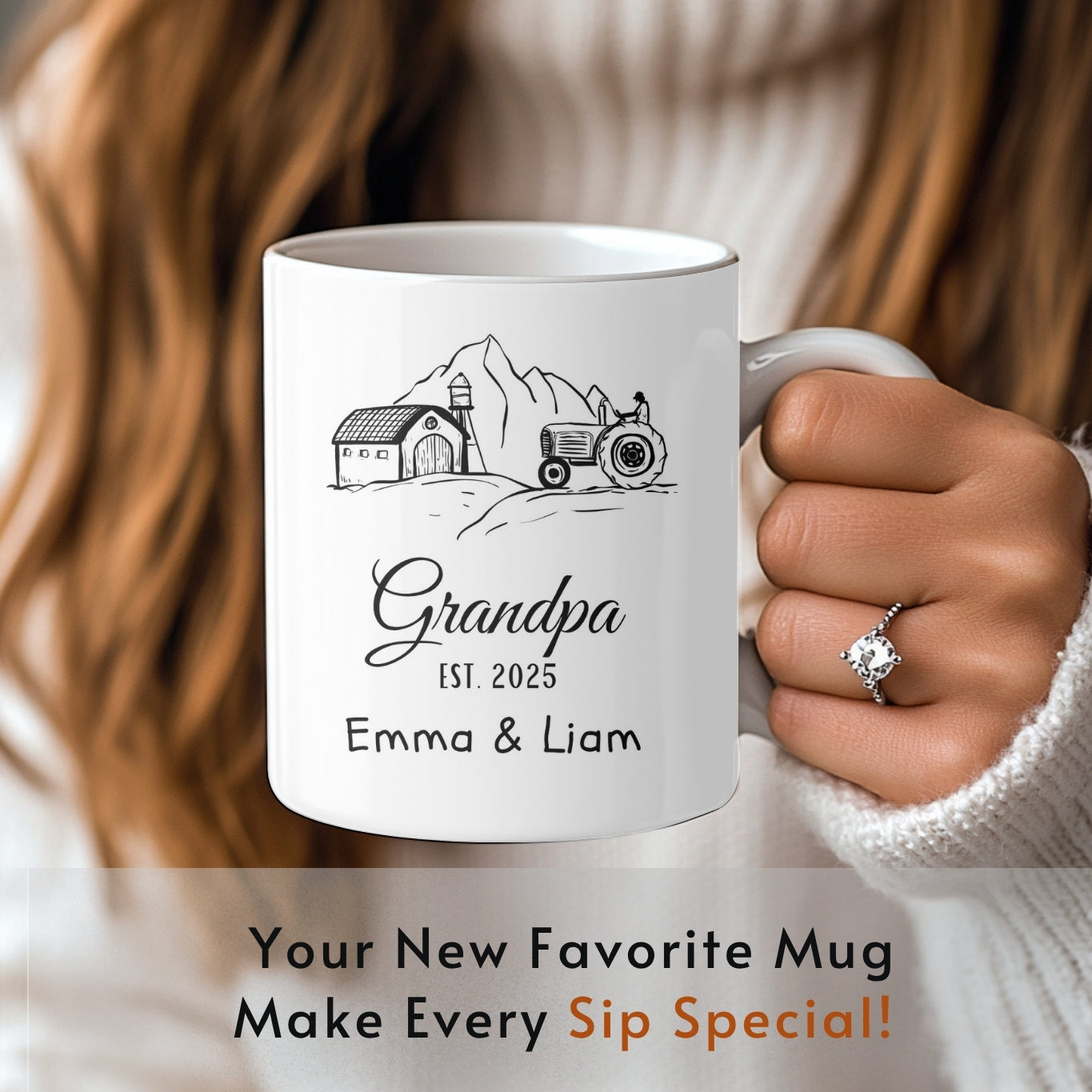 Custom Grandpa Mug, Personalized Grandpa Mug, Wildflowers Grandfather Mug, Customized Grandfather Gifts, Gift for Grandpa