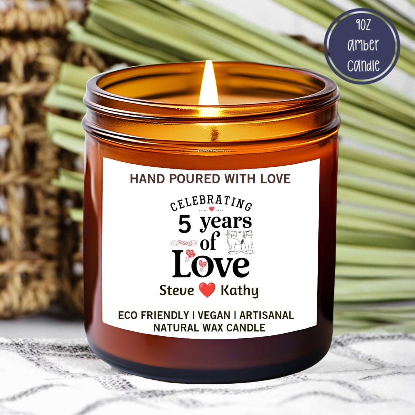 Personalised Anniversary Candle, Anniversary Gift , Love Couple Gift, Wedding Anniversary Candle, Custom Names, Anniversary