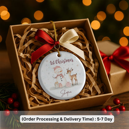 Baby First Christmas Ornament 2025, Personalized First Christmas Ornament, Baby's 1st Christmas Keepsake, Custom Baby Xmas Ornament 2025