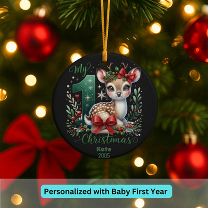 Babys First Christmas Ornament 2025, Personalized First Christmas Girl, Baby xmas Bauble Baby Shower Gift, 1st Christmas Boy Newborn Gift