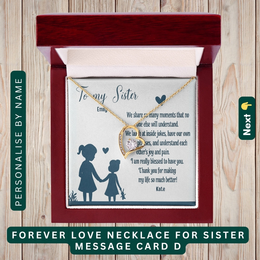 To My Incredible Sister" – Thank You for Always Being There, Necklace With Message Card