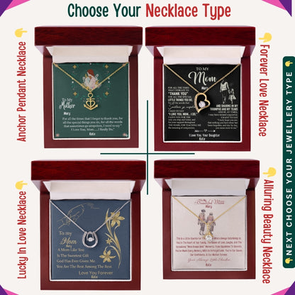 "To My Beloved Mom" – With Endless Love, Necklace With Personalized Message Card