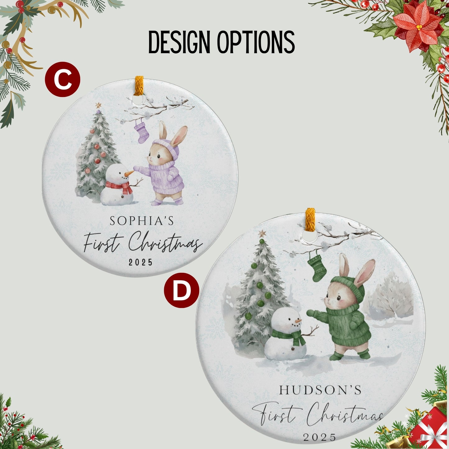 Personalized Baby’s First Christmas Ornament, Custom Newborn Keepsake Gift, Baby Girl or Boy Gift, Baby Girl Ornament
