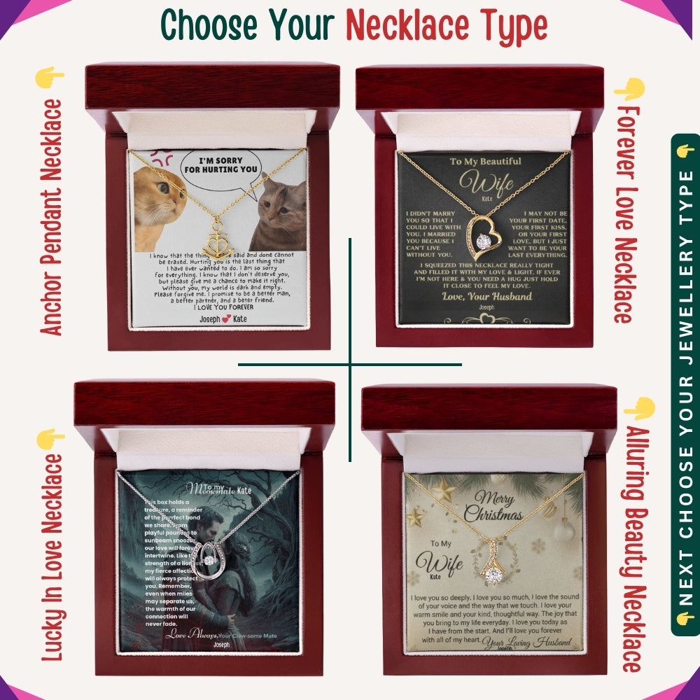 "To My Dearest Wife" – You Are My Everything, Necklace With Personalized Message Card