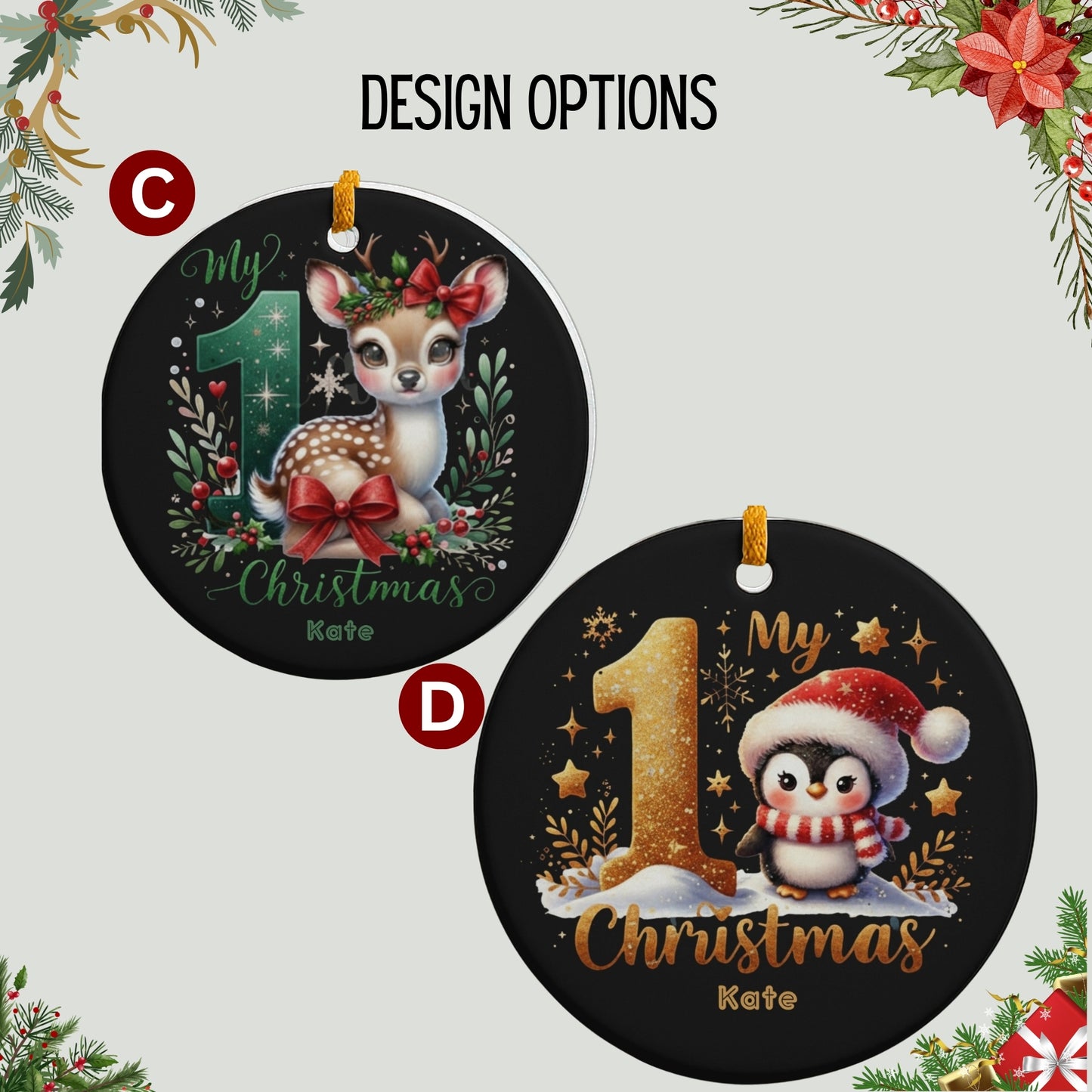 Babys First Christmas Ornament 2025, Personalized First Christmas Girl, Baby xmas Bauble Baby Shower Gift, 1st Christmas Boy Newborn Gift