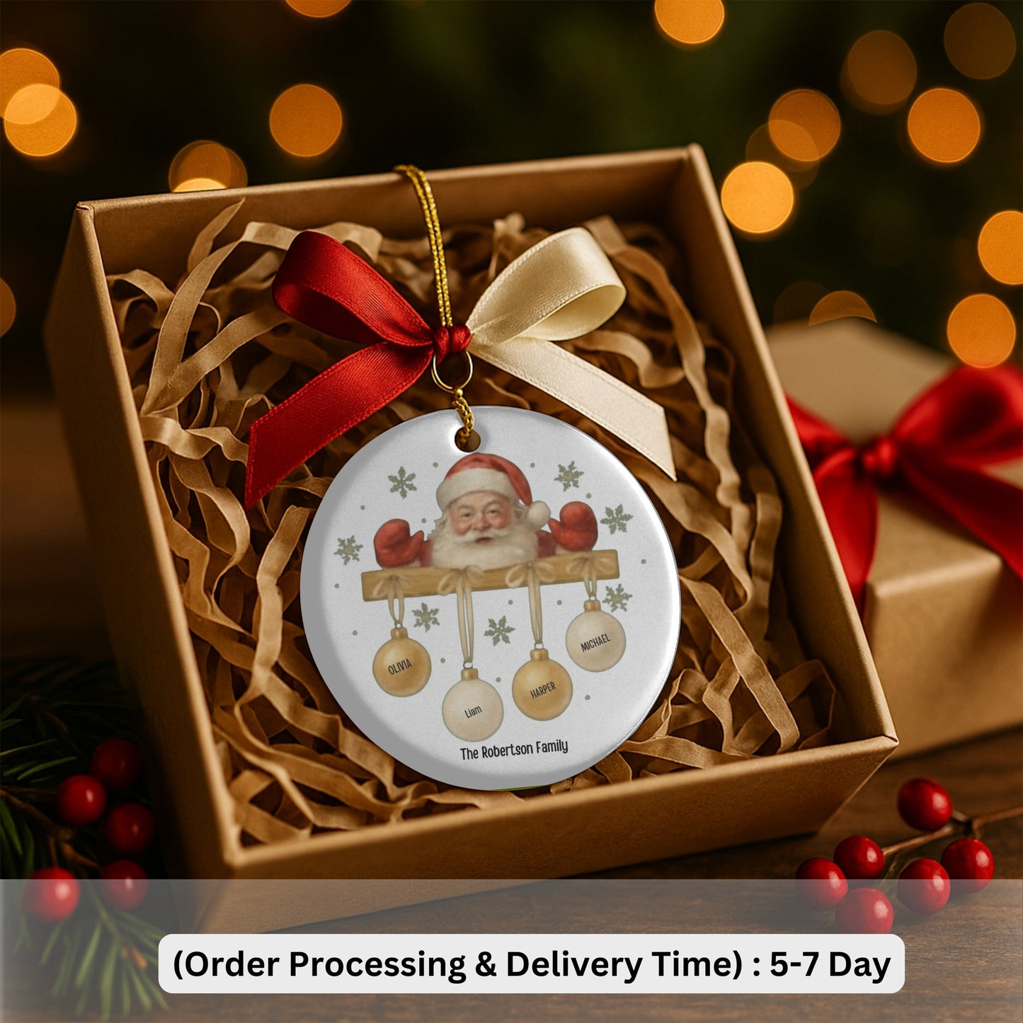 Personalized Family Ornament,Santa Ornament , Christmas Gift For Family, Family With Names, Christmas Ornament, Custom Family Gift.