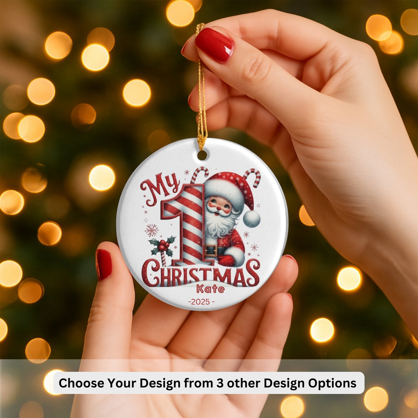 Baby's First Christmas Decoration| Personalised Baby's 1st Christmas Scene Decoration | Keepsake Christmas Santa Gift Ceramic Ornament