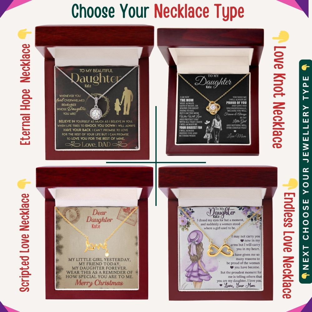 "To My Daughter, Granddaughter, and Daughter-in-Law" – With Love and Pride, Necklace With Personalized Message Card
