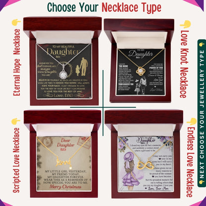 "To My Daughter, Granddaughter, and Daughter-in-Law" – With Love and Pride, Necklace With Personalized Message Card