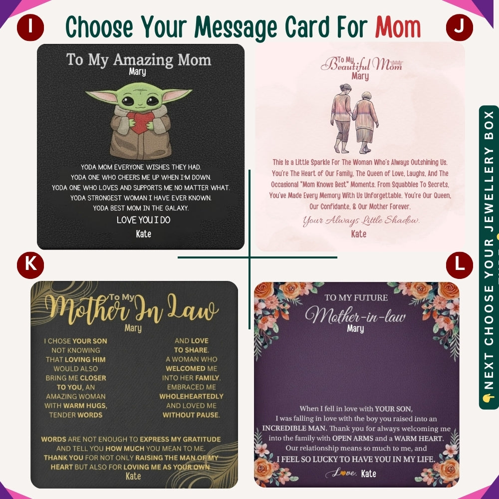 "To My Beloved Mom" – With Endless Love, Necklace With Personalized Message Card