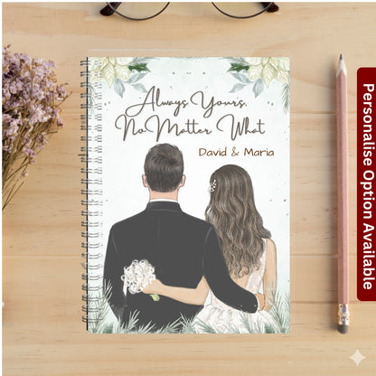 Custom Couple’s Spiral Notebook – Personalized Name Journal,Valentine’s Day Gift for Husband Wife,Wedding Engagement Anniversary Memory Book