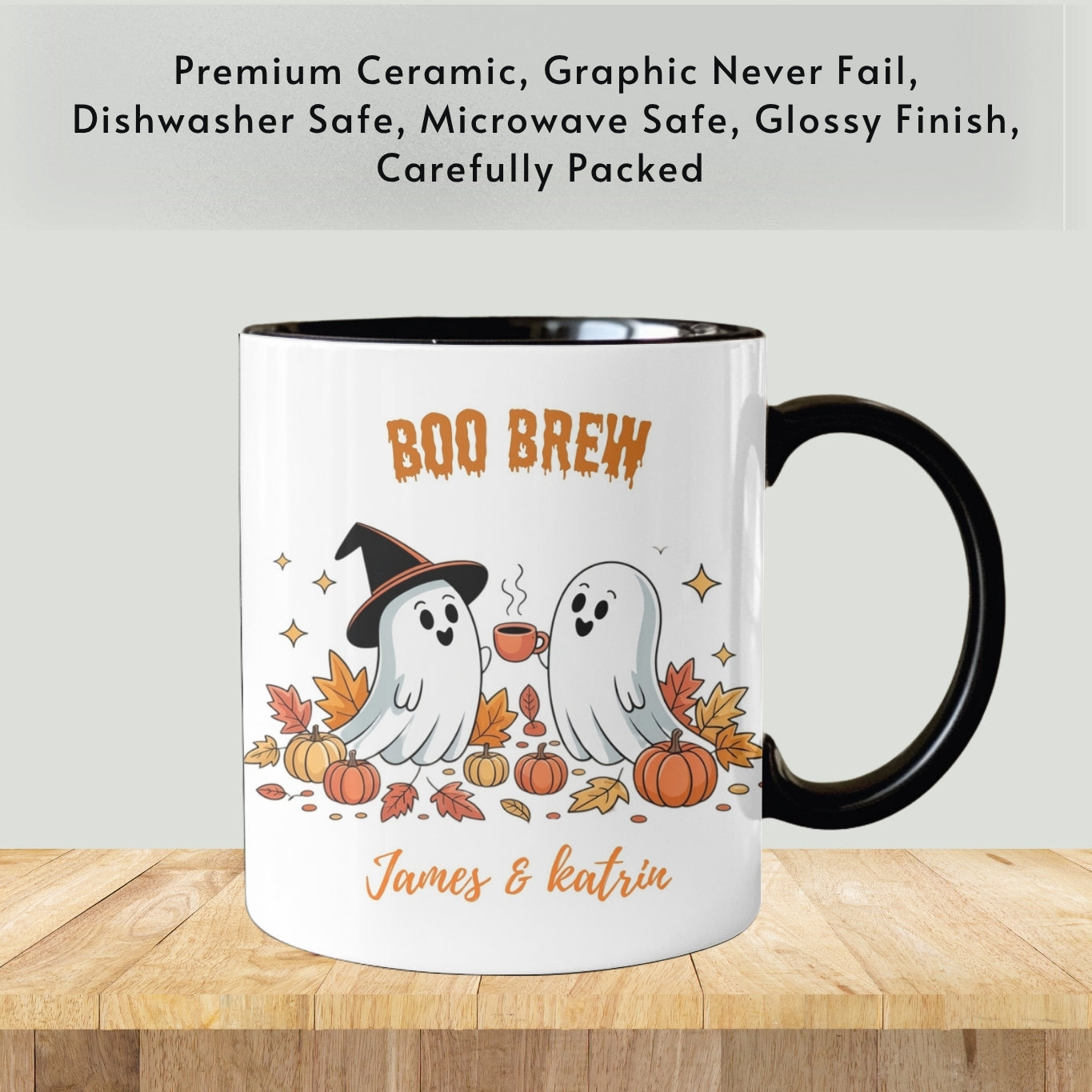 Couple Halloween Mug, Boo Brew Ceramic Mug, Custom Couple Boo Mug, Couple Halloween Cup, Anniversary Gift, Couple Gifts, Fall Mug