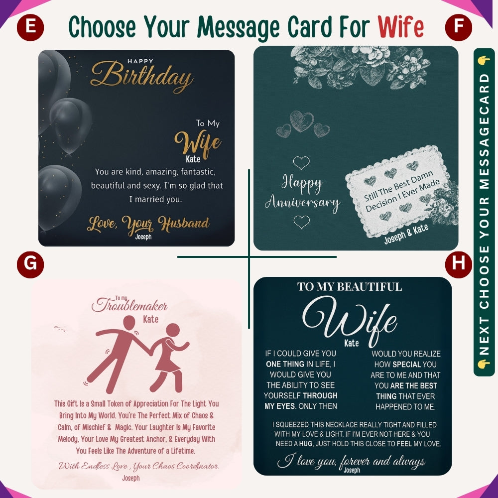 "To My Loving Wife" – Forever in My Heart, Necklace With Personalized Message Card