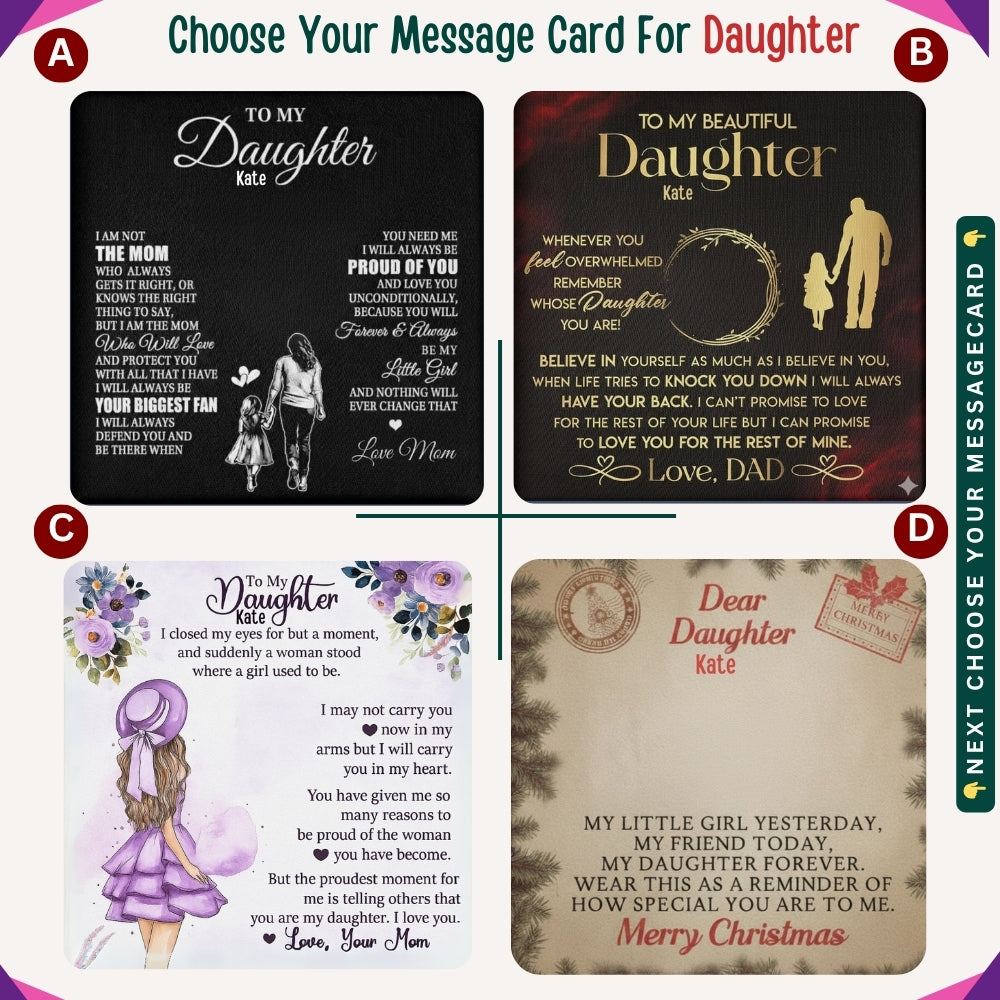 "To My Daughter, Granddaughter, and Daughter-in-Law" – With Love and Pride, Necklace With Personalized Message Card