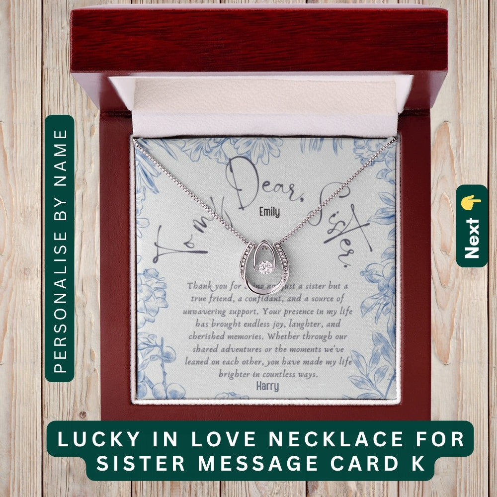 To My Incredible Sister" – Thank You for Always Being There, Necklace With Message Card