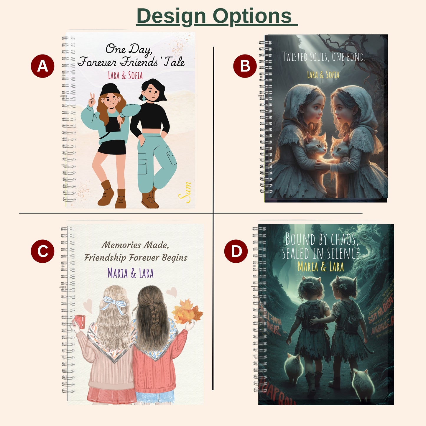 Personalized Bestie Spiral Notebook, Custom Best Friend Gift, BFF Birthday Present, Friendship Notebook, Gift for Bestie