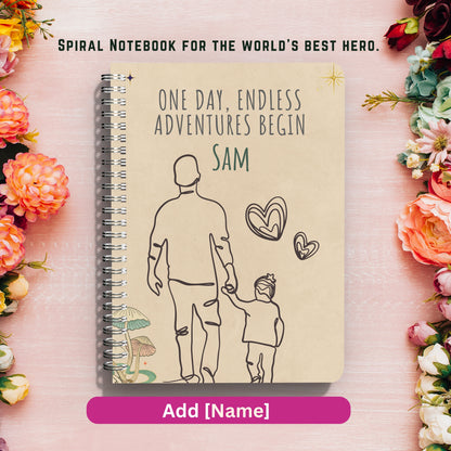 Custom Spiral Notebook, Personalized Name Journal, Floral Diary, Daily Gratitude Journal, Unique Gift for Dad, Father’s Day Present