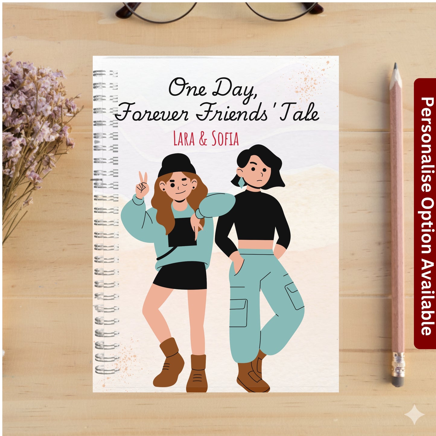 Personalized Bestie Spiral Notebook, Custom Best Friend Gift, BFF Birthday Present, Friendship Notebook, Gift for Bestie