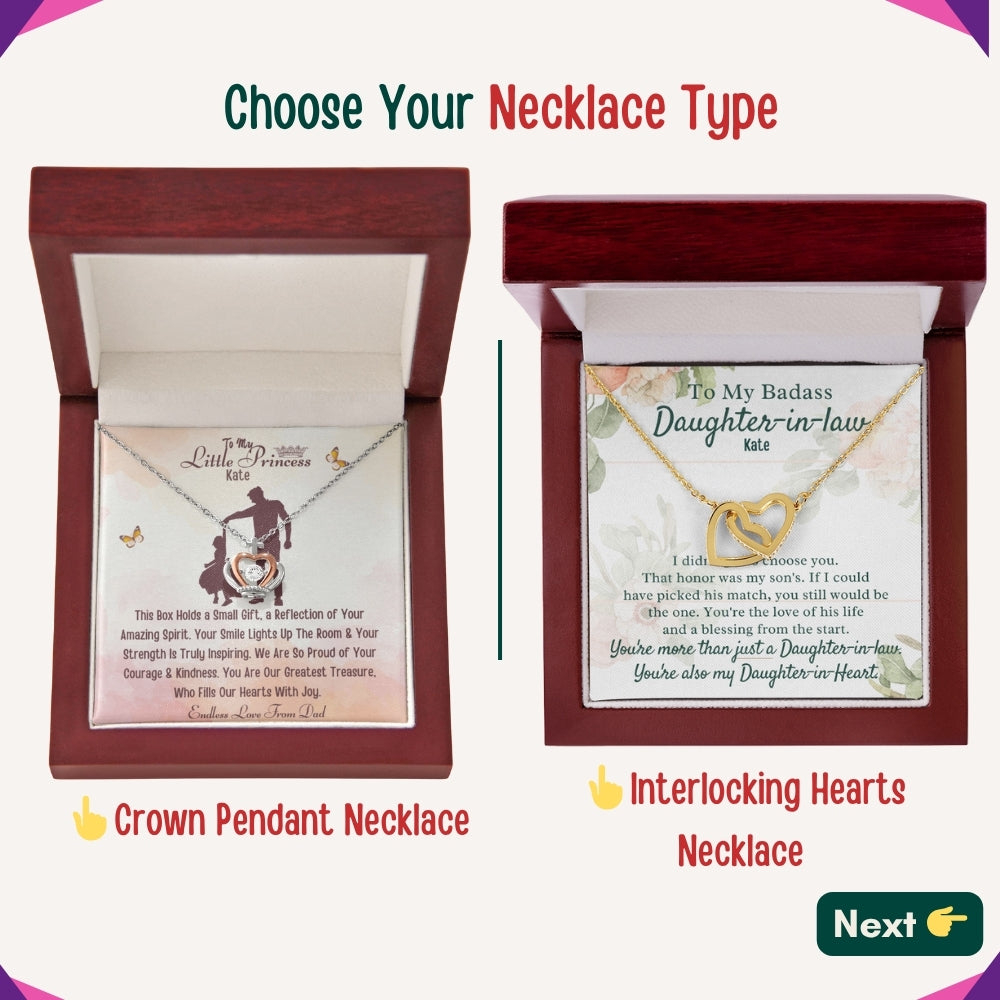 "To My Daughter, Granddaughter, and Daughter-in-Law" – With Love and Pride, Necklace With Personalized Message Card