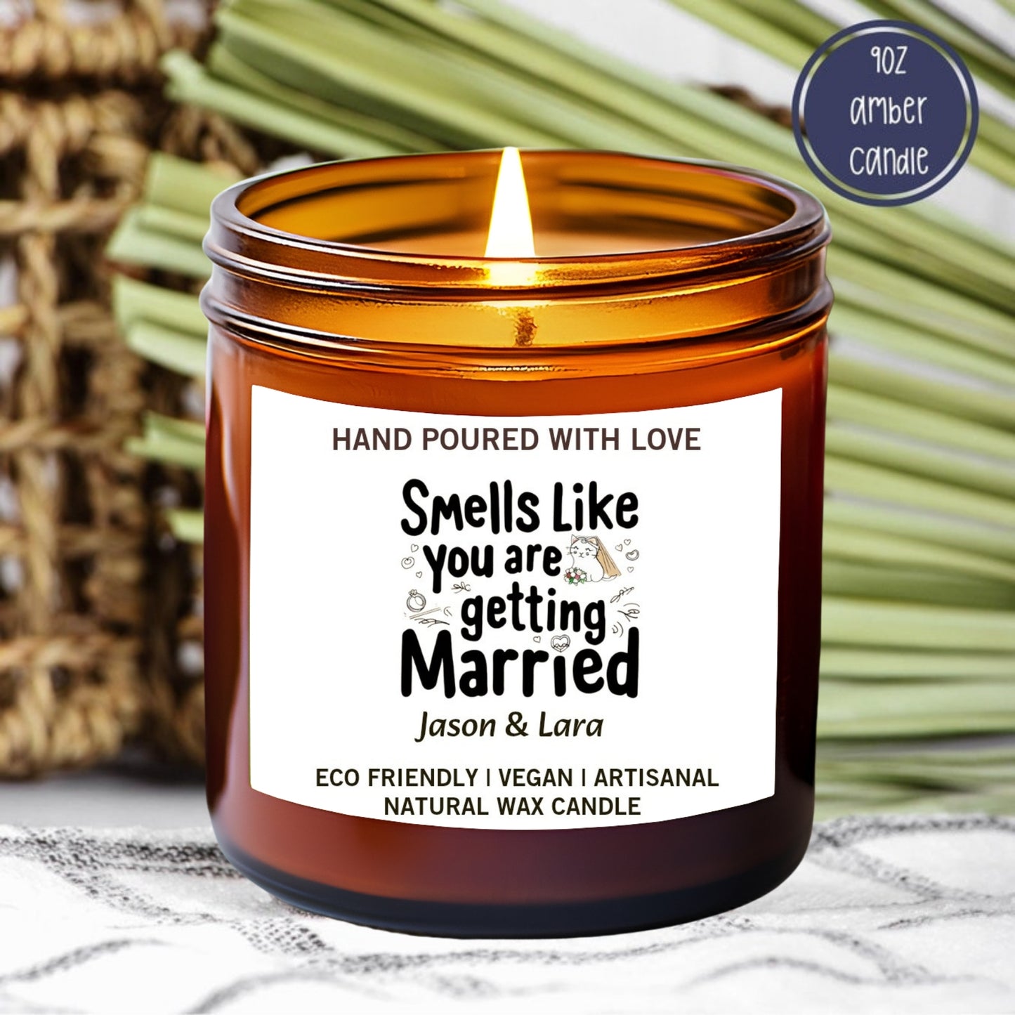 Smells Like You’re Getting Married Candle – Engagement Gift for Couple, Bridal Shower Party Favor, Unique Personalized Soy Candle Gift