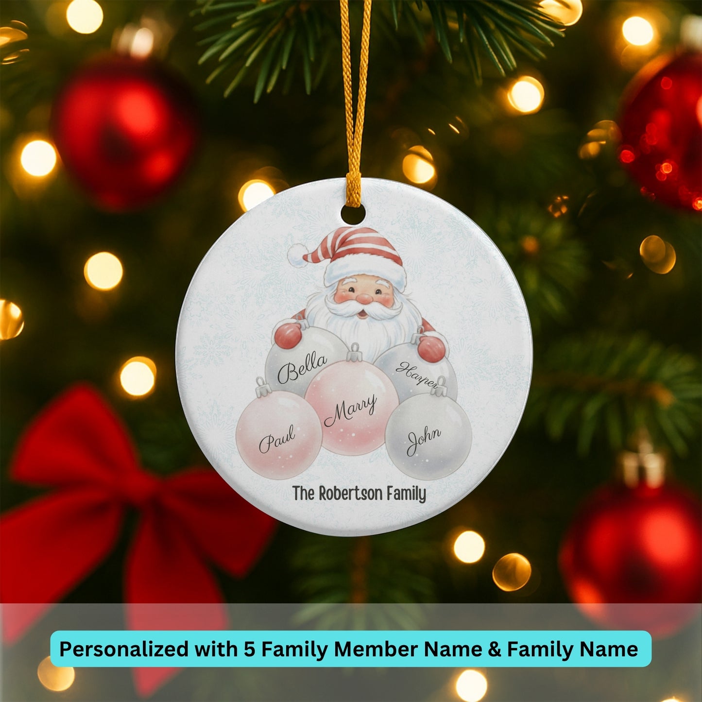 Personalized Family Ornament, Christmas Gift For Family, Family With Names, Christmas Ornament, Santa Ornament, Custom Family Gift
